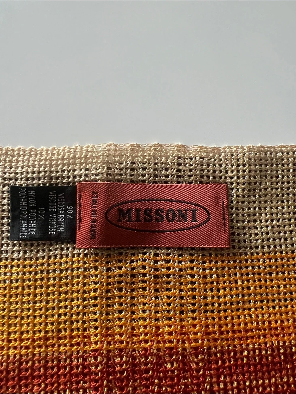 Missoni Striped Knit Scarf in Red, Mustard & Brown